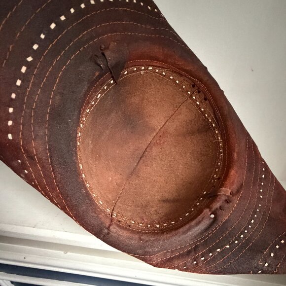 Vintage Tricorn Mexican Charro Silver Concho Western Hat Distressed Unisex - Picture 5 of 10